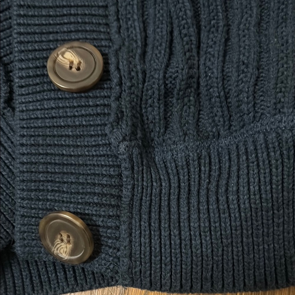 Free people Navy Cable-Knit Button Front Women's Sweater size small - Picture 6 of 6